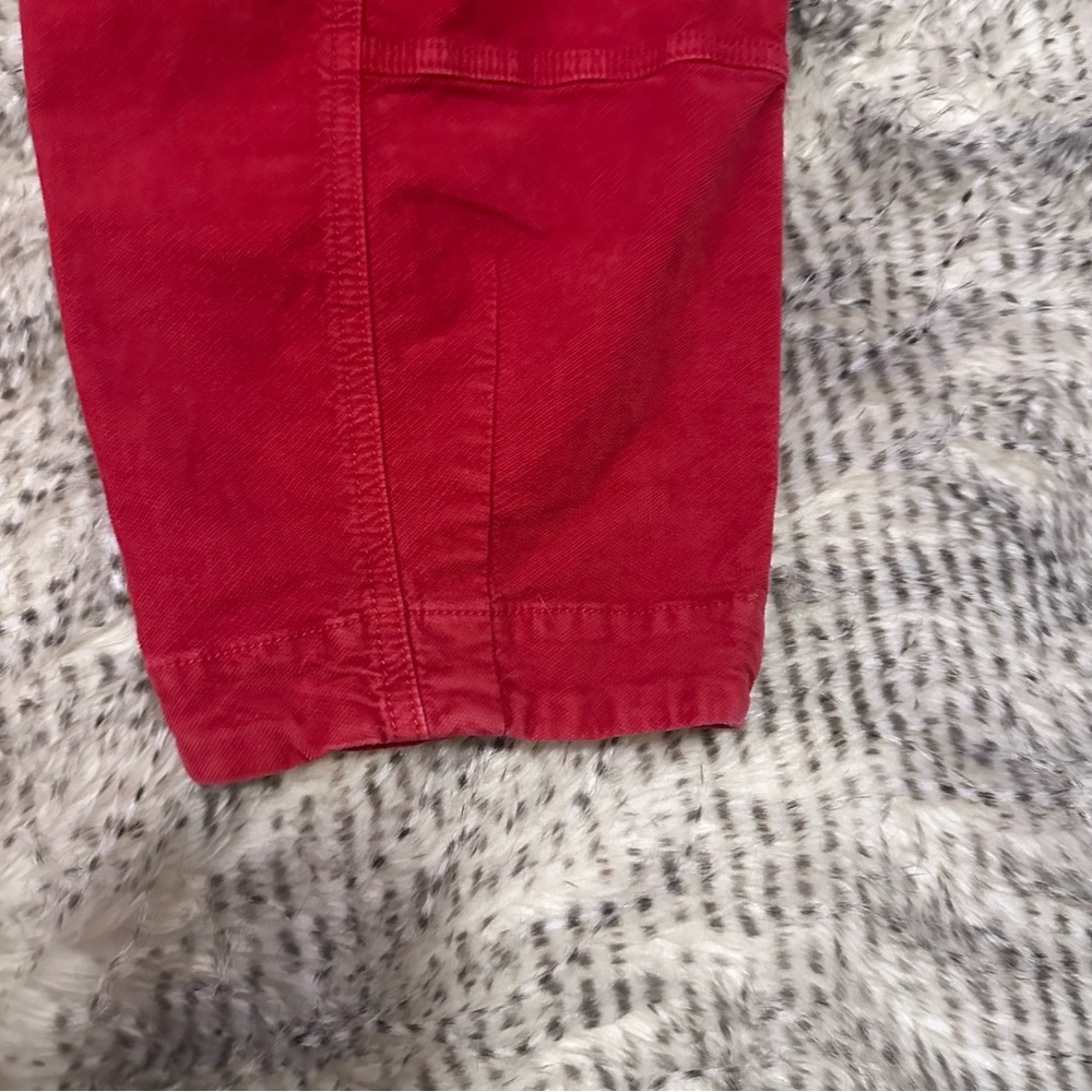 By Anthropologie Utility Barrel Leg Pants Size 6  Red Cargo Pocket - Picture 6 of 15